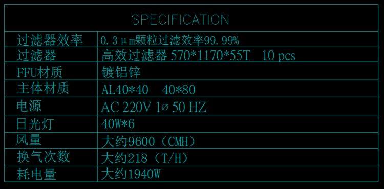 千級潔凈棚圖紙設計參數要求